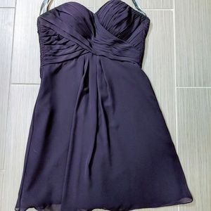Bill Levkoff Plum Strapless Bridesmaids Dress